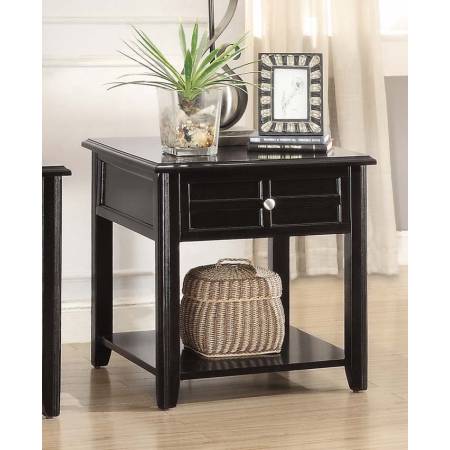 Carrier Chairside Table with Functional Drawer - Dark Espresso